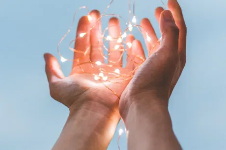 hands xmas lights