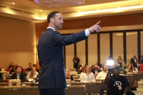 Man hosting a seminar